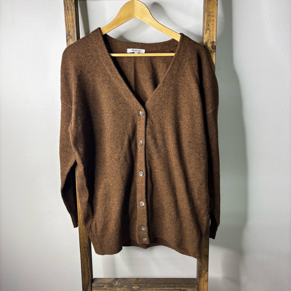 Madewell V-Neck Relaxed Brown Button-Up Cardigan M
